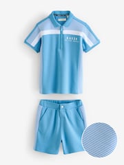 Baker by Ted Baker Blue Polo Shirt and Shorts Set - Image 6 of 10