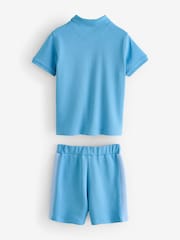 Baker by Ted Baker Blue Polo Shirt and Shorts Set - Image 7 of 10