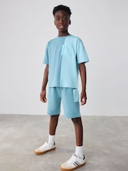 Baker by Ted Baker Blue Colourblock T-Shirt and Shorts Set - Image 1 of 19