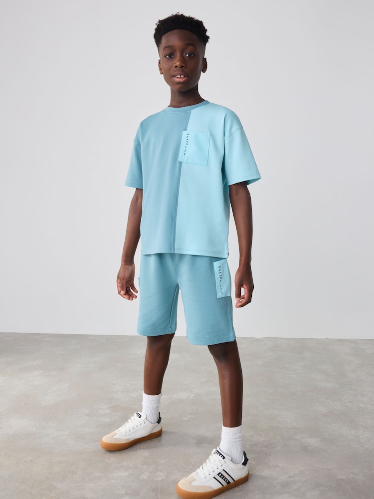 Baker by Ted Baker Blue Colourblock T-Shirt and Shorts Set - Image 1 of 19