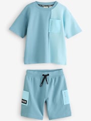 Baker by Ted Baker Blue Colourblock T-Shirt and Shorts Set - Image 18 of 19
