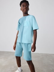 Baker by Ted Baker Blue Colourblock T-Shirt and Shorts Set - Image 3 of 19