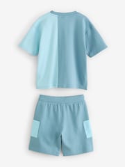Baker by Ted Baker Blue Colourblock T-Shirt and Shorts Set - Image 8 of 19