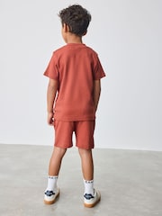 Rostbraun/Rot - Baker by Ted Baker Varsity 100% Cotton T-Shirt and Shorts Set - Bild 2 von 10