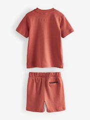 Rostbraun/Rot - Baker by Ted Baker Varsity 100% Cotton T-Shirt and Shorts Set - Bild 7 von 10