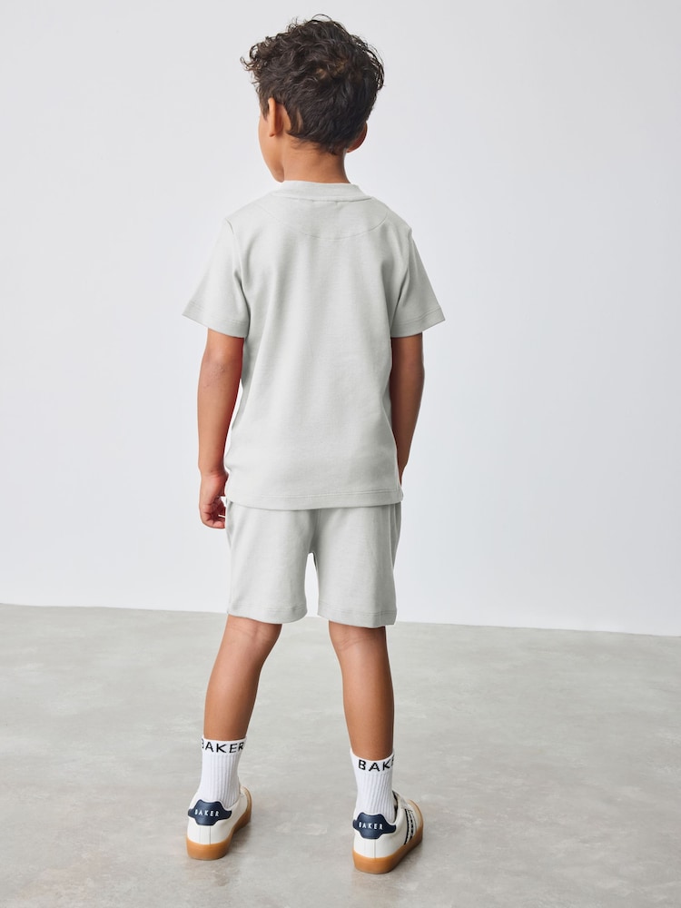 Grau - Baker by Ted Baker Varsity 100% Cotton T-Shirt and Shorts Set - Bild 2 von 10