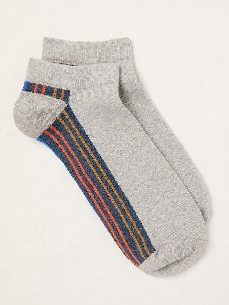 FatFace Grey Stripe Trainer Socks - Image 1 of 2