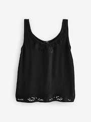 Black Satin Lace Insert Scoop Cami Top - Image 6 of 8