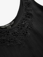 Black Satin Lace Insert Scoop Cami Top - Image 8 of 8