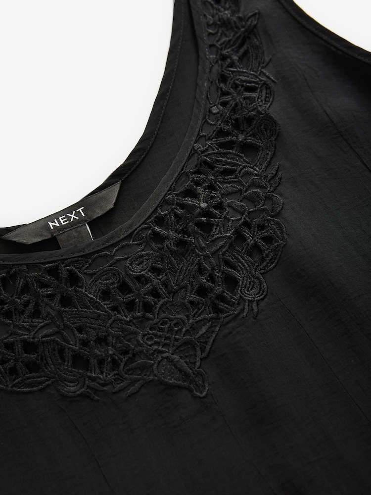 Black Satin Lace Insert Scoop Cami Top - Image 8 of 8