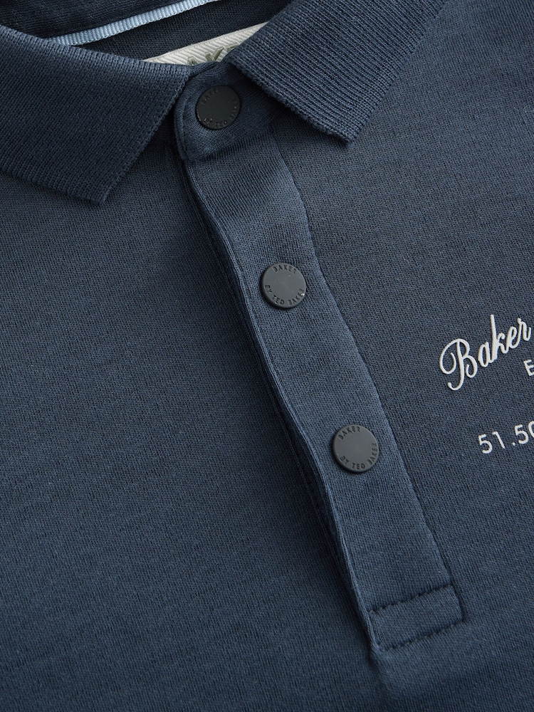 أزرق داكن - قميص بولو بطبعة على الظهر من Baker by Ted Baker - صورة 4 من 4