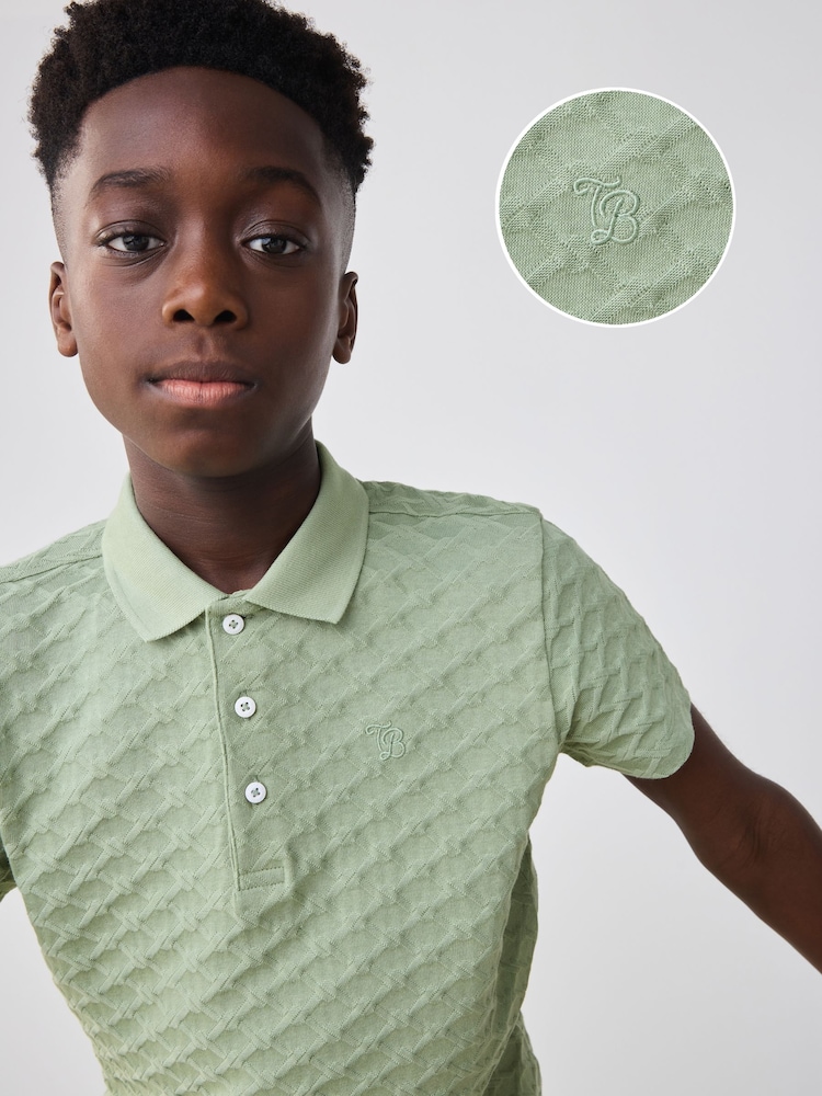 Baker by Ted Baker Textured 100% Cotton Polo Shirt - Image 1 of 9 Baker by Ted Baker Textured 100% Cotton Polo Shirt - Image 1 of 9