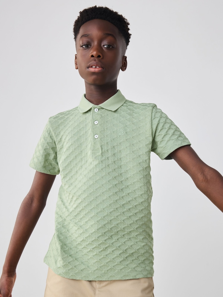 Baker by Ted Baker Textured 100% Cotton Polo Shirt - Image 4 of 9