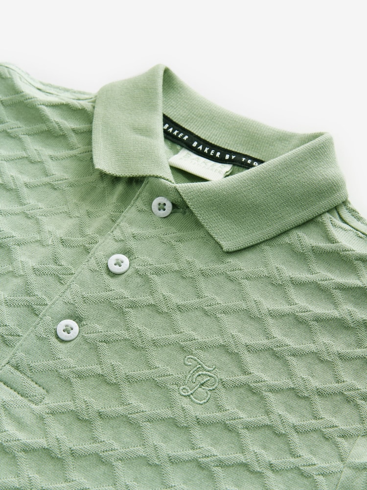 Baker by Ted Baker Textured 100% Cotton Polo Shirt - Image 8 of 9
