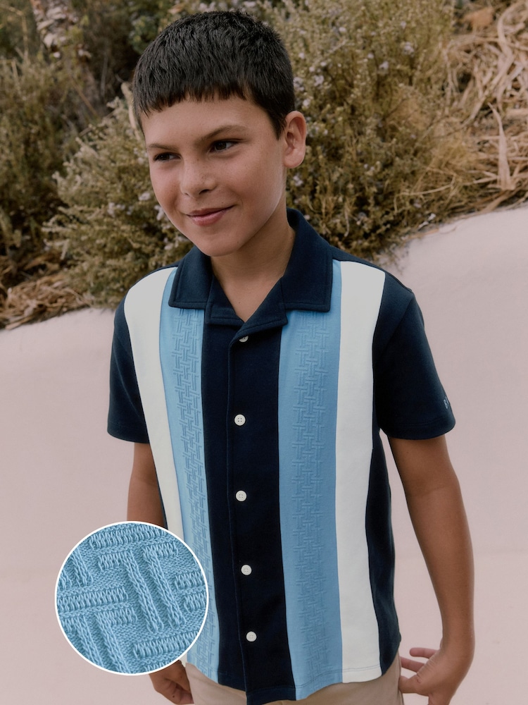 Baker by Ted Baker Navy Textured Stripe Shirt - Image 1 of 17 Baker by Ted Baker Navy Textured Stripe Shirt - Image 1 of 17