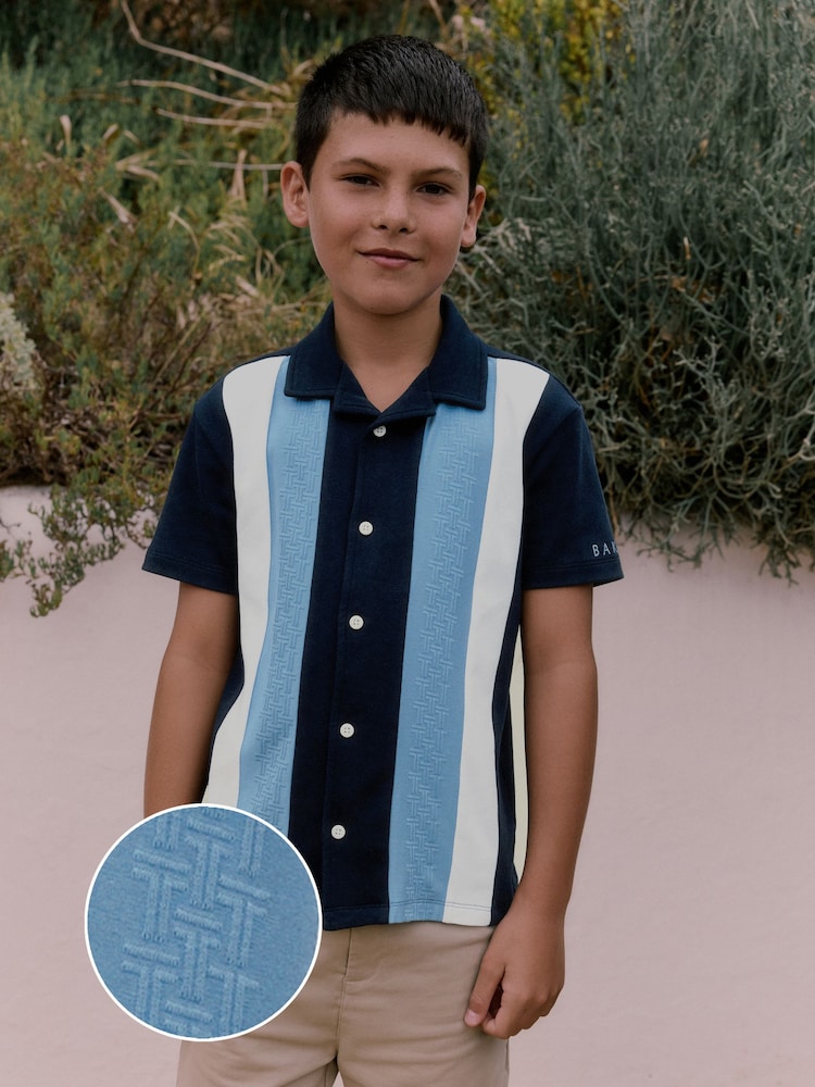 Baker by Ted Baker Navy Textured Stripe Shirt - Image 2 of 17 Baker by Ted Baker Navy Textured Stripe Shirt - Image 2 of 17