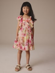 Pink Printed Chiffon Dress (3-16yrs) - Image 1 of 3