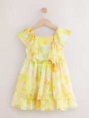 Gul - Kjole i chiffon med trykk (3-16yrs) - Bilde 5 av 8