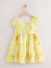 Gul - Kjole i chiffon med trykk (3-16yrs) - Bilde 6 av 8