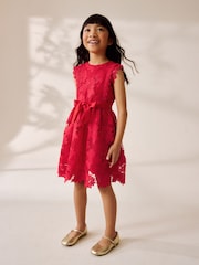 Red Lace Occasion Dress (3-16yrs) - Image 1 of 8