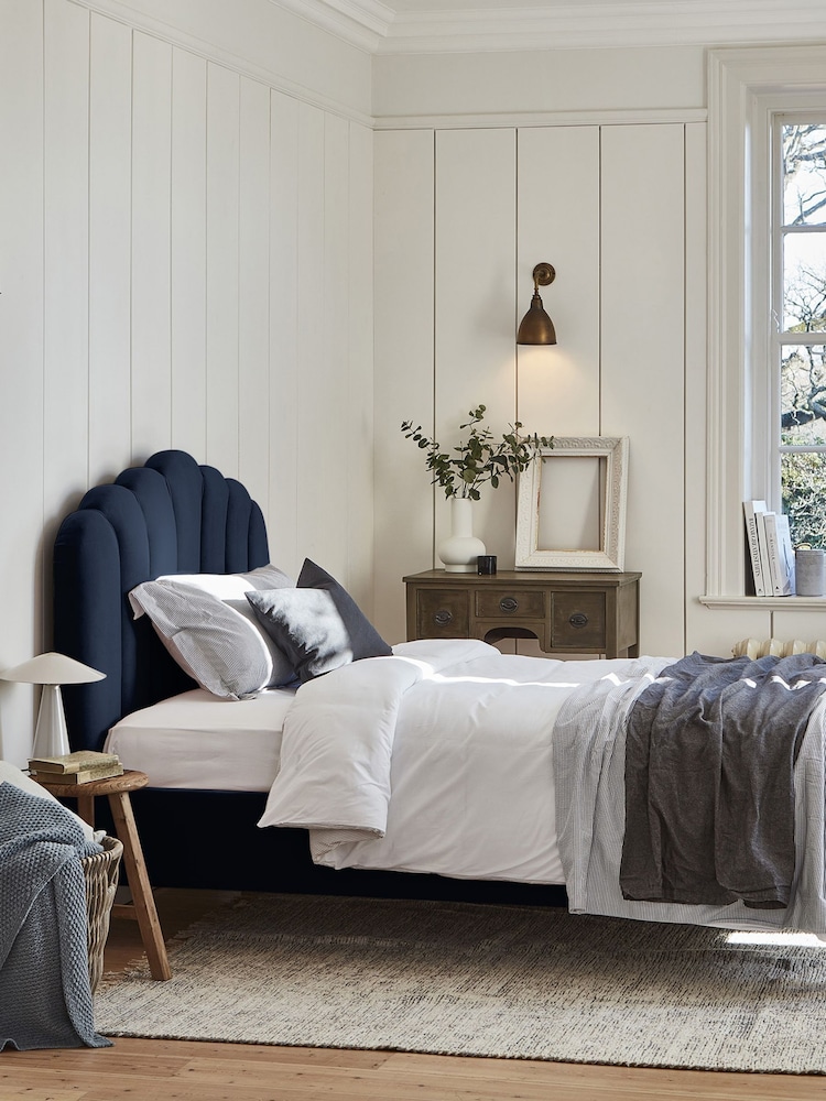 Darlings Of Chelsea French Navy Blue Snowdon Upholstered Bed - Image 1 of 5