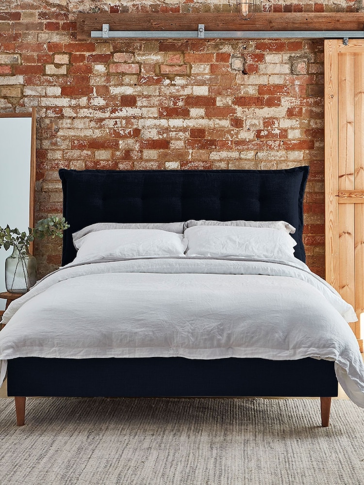 Darlings Of Chelsea French Navy Blue Lyndhurst Buttoned Upholstered Bed - Image 1 of 5