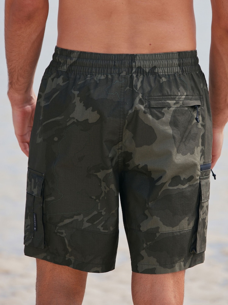 Camo Green Utility Swim Shorts - Image 3 of 6