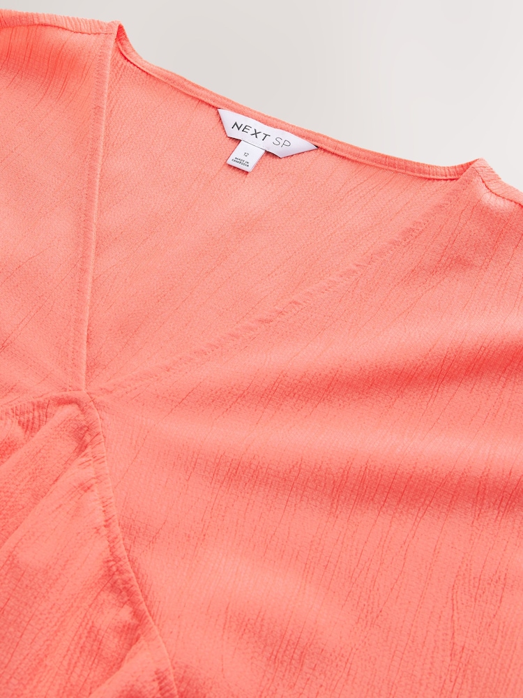 Coral Pink Deep V-Neck T-Shirt - Image 3 of 3