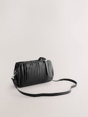 Black Leather Plisse Clutch Bag - Image 6 of 9