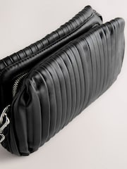 Black Leather Plisse Clutch Bag - Image 9 of 9