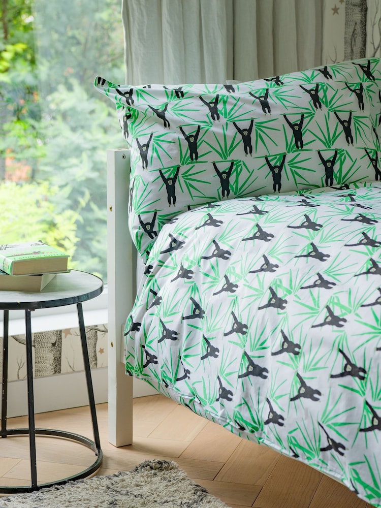 Lulu & Nat White 100% Cotton Monkey All Over Printed Bedlinen Set - Image 2 of 4