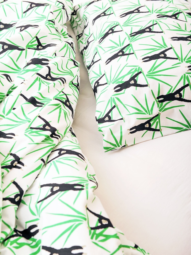 Lulu & Nat White 100% Cotton Monkey All Over Printed Bedlinen Set - Image 3 of 4