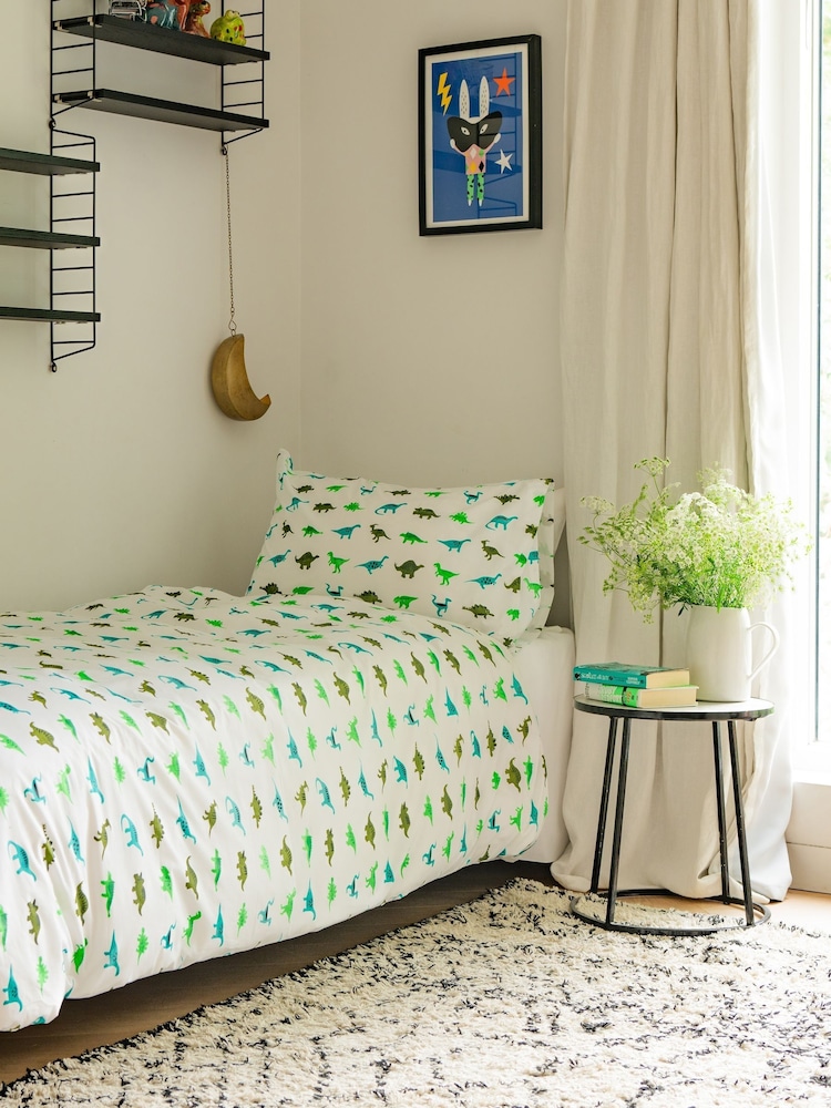 Setroupa de cama Lulu & Nat 100% algodão com estampa de dinossauro - Imagem 1 de 4