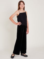 Monsoon Black Lace Cami Top and Velvet Trousers Set - Image 1 of 4
