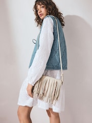 Bone Leather Fringe Cross-Body Bag - Image 2 of 9