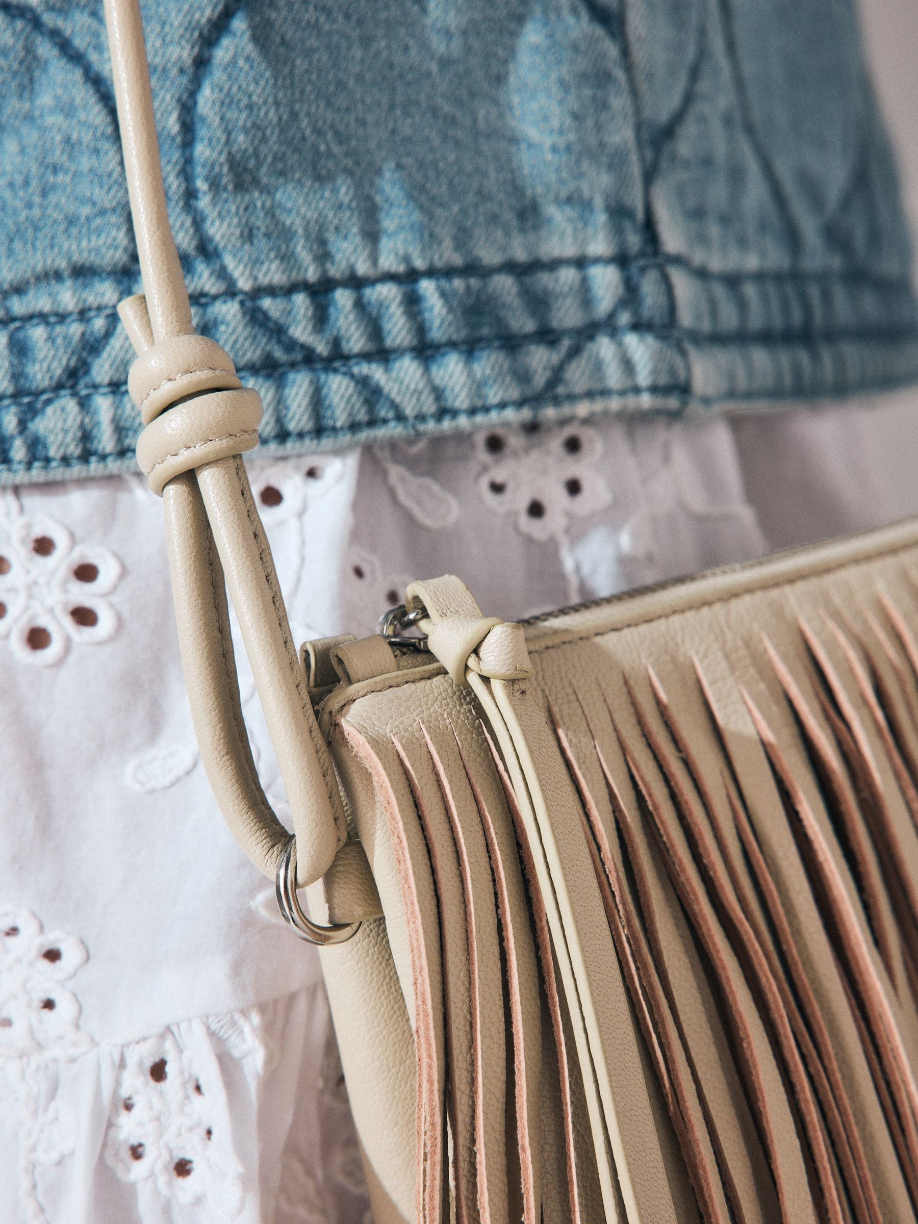 Buy Bone Leather Fringe Cross Body Bag from Next USA