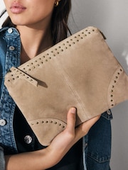 Pastelgeel - Leren crossbodytas met studs - Image 3 of 10