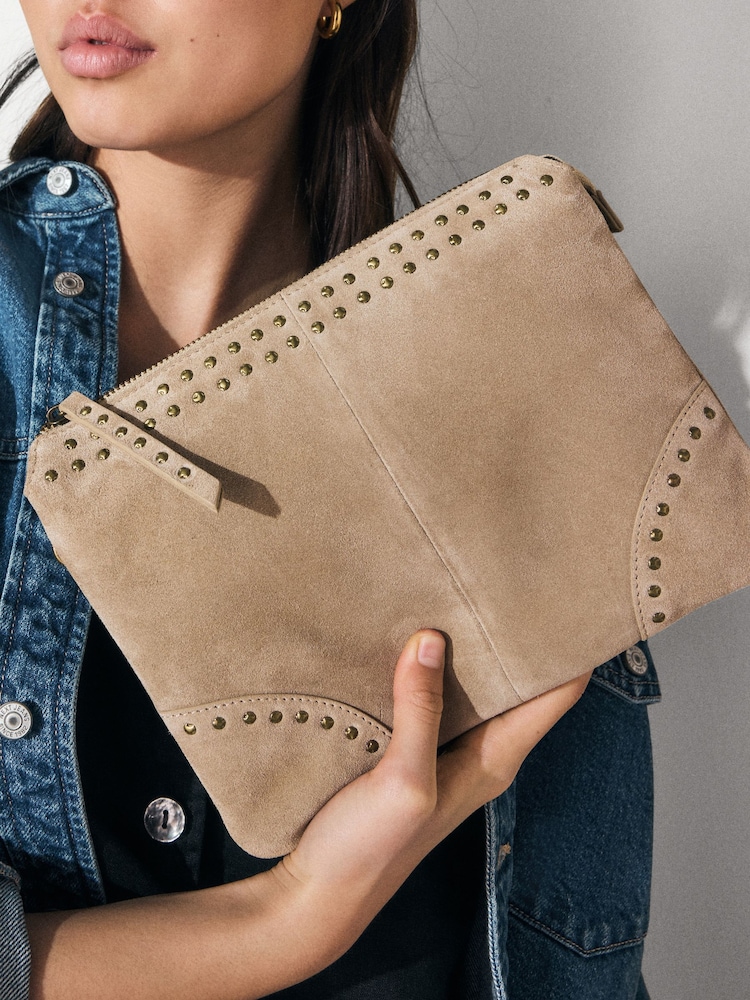 Pastelgeel - Leren crossbodytas met studs - Image 3 of 10