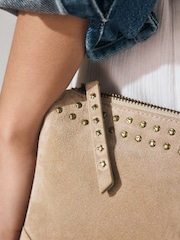 Pastelgeel - Leren crossbodytas met studs - Image 4 of 10