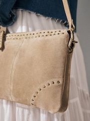 Pastelgeel - Leren crossbodytas met studs - Image 5 of 10