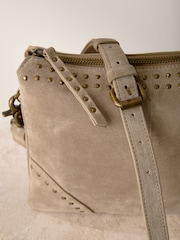 Pastelgeel - Leren crossbodytas met studs - Image 8 of 10