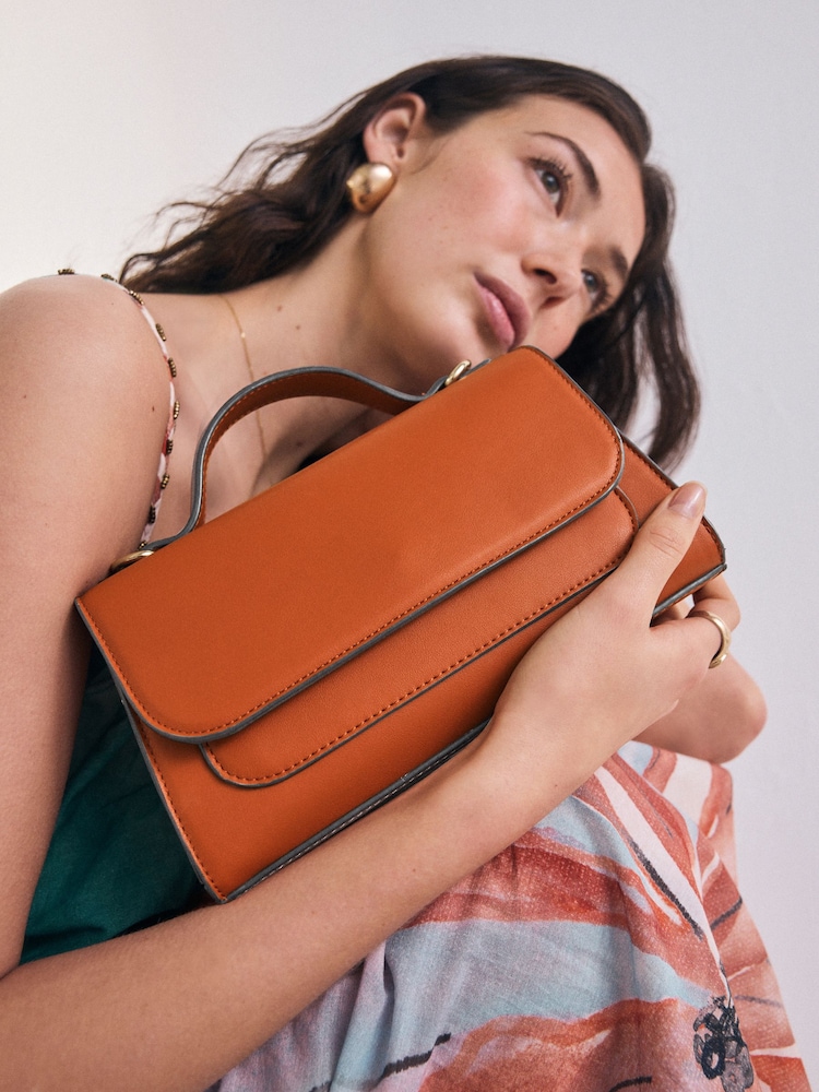 Orange Structured Hand Held Bag - Image 1 of 9