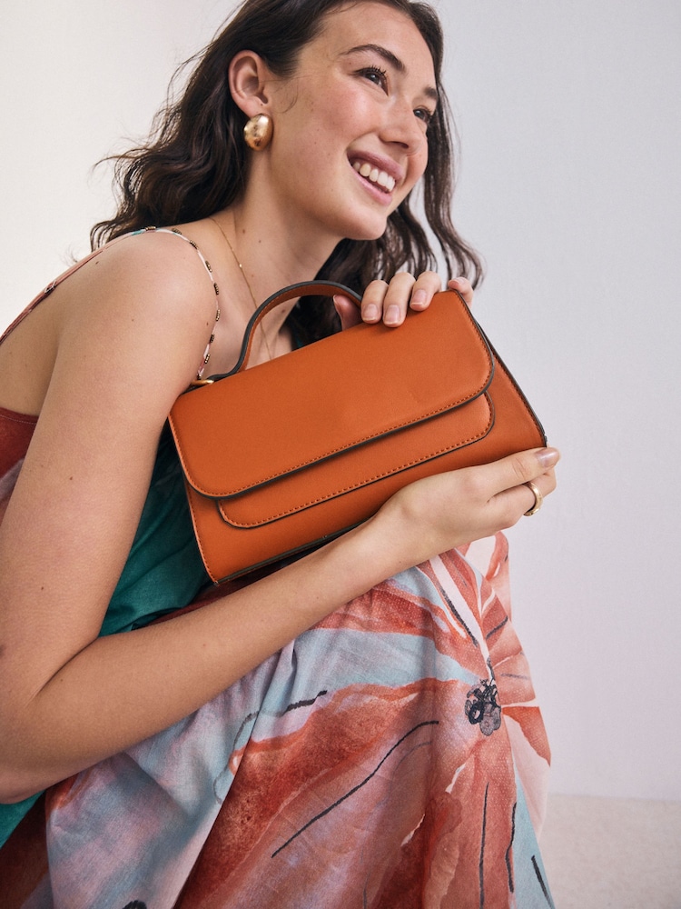 Orange Structured Hand Held Bag - Image 2 of 9
