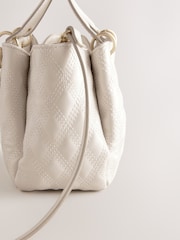 White Quilted Charm Hand Held Bag - Image 6 of 6