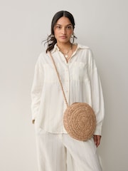 Natural Straw Look Cross-Body Bag - Image 1 of 8