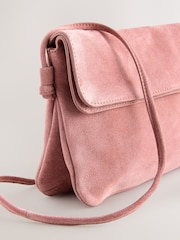 Coral Pink Leather Flap Cross-Body Bag - Image 3 of 5