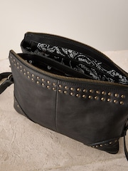 Black Leather Studded Cross-Body Bag - Image 5 of 5