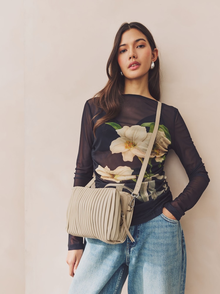 Bone Leather Plisse Clutch Bag - Image 1 of 6
