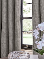 Grey Crinkle Chenille Eyelet Lined Curtains - Image 3 of 5
