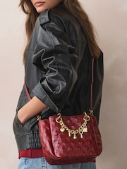 Berry Red Quilted Charm Hand Held Bag - Image 1 of 10